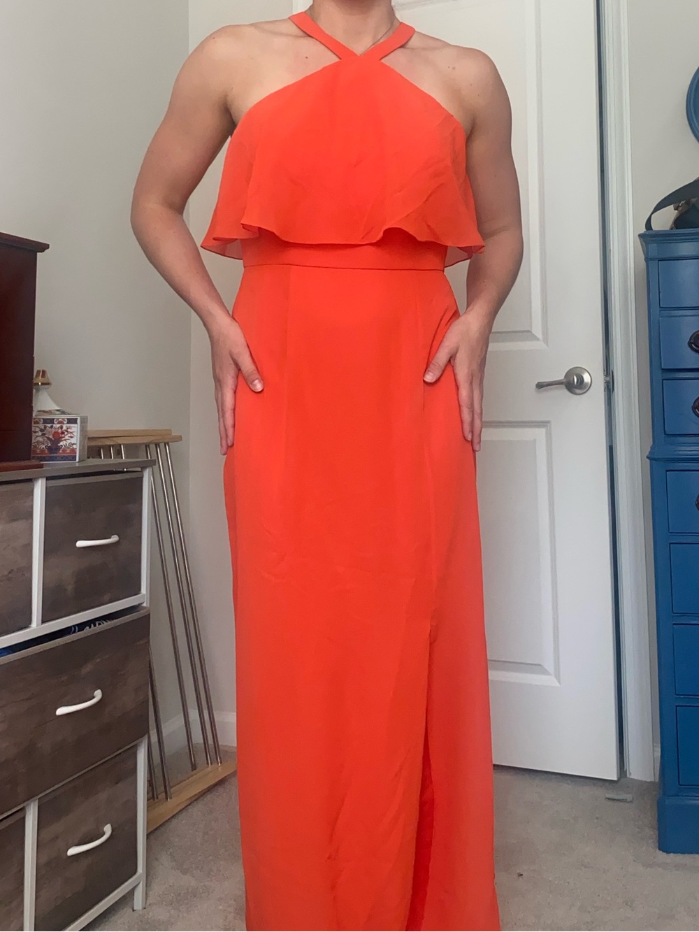 Halter Orange Maxi Dress